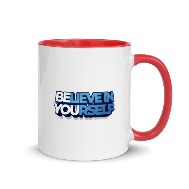 Believe In Yourself mug, Red colorway product mockup