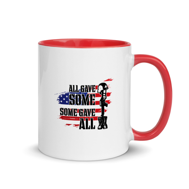 All Gave Some, Some Gave All mug in red, product mockup