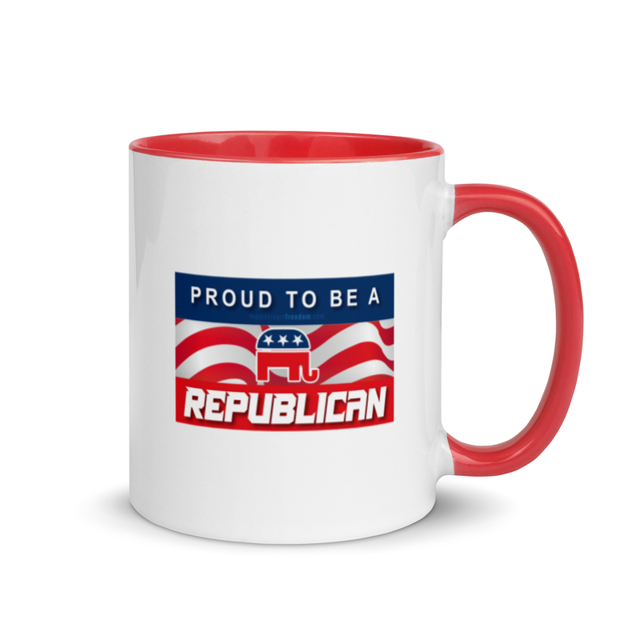 Proud To Be A Republican mug in red, product mockup