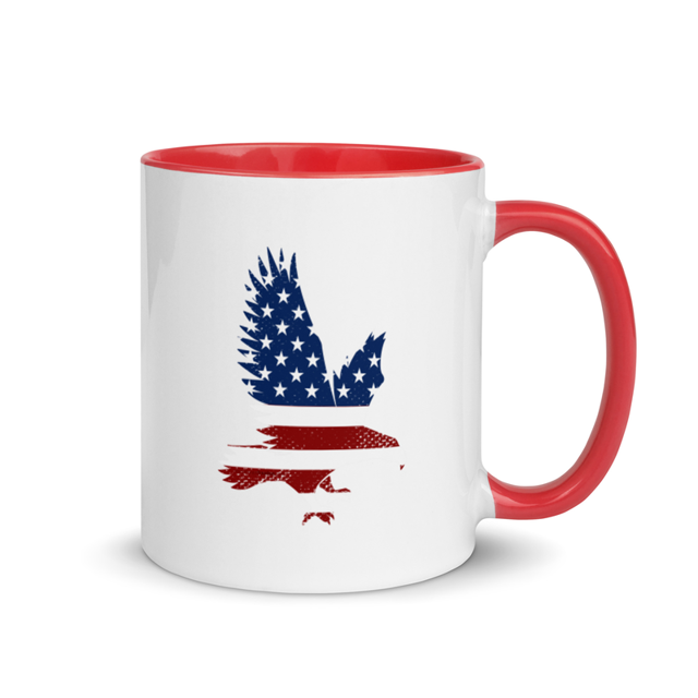 American Eagle Mug with Color Inside in Red, product mockup