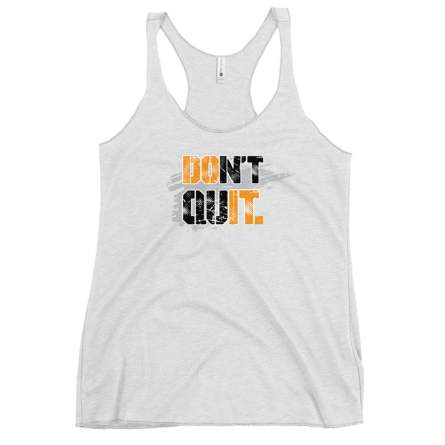 Don't Quit tank top in Heather White, product mockup