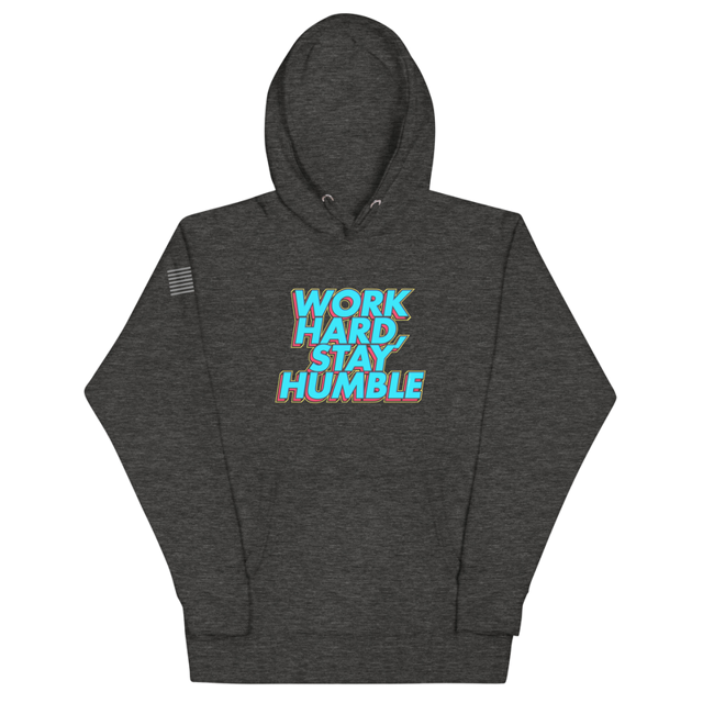 Work Hard, Stay Humble Unisex Hoodie in charcoal heather, product mockup