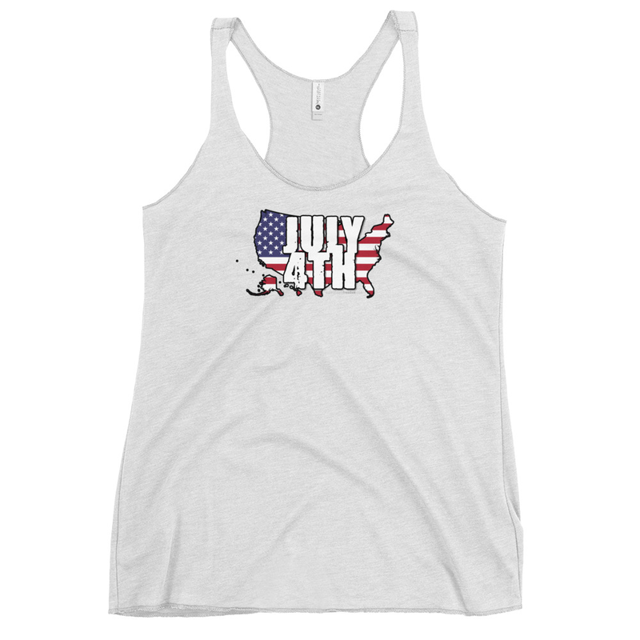 July 4th tank top in Heather White, product mockup