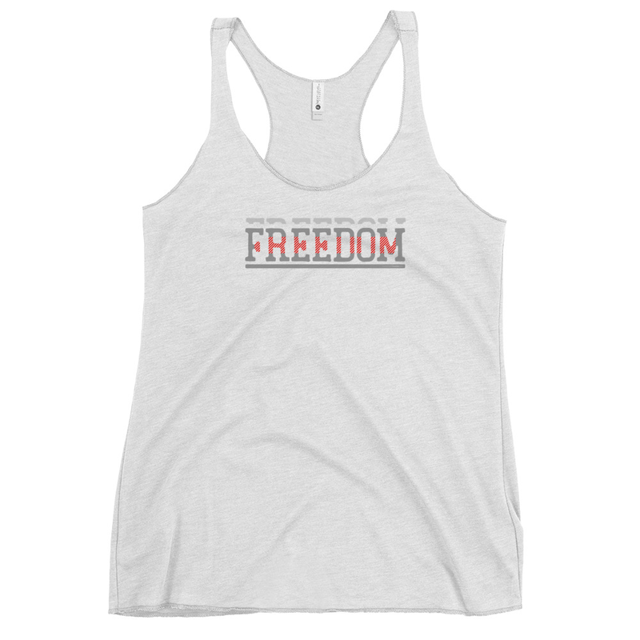 Freedom tank top in Heather White, product mockup