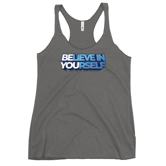 Believe In Yourself tank top in premium heather, product mockup