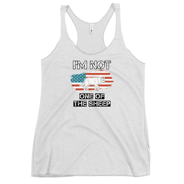 I'm Not One Of The Sheep tank top in heather white, product mockup