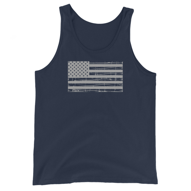 Grunge American Flag - Men's Tank Top product mockup in Navy