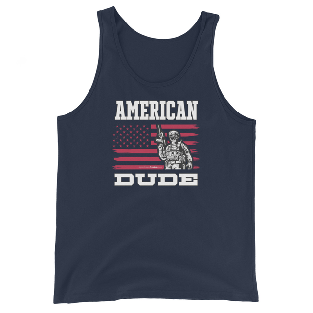 American Dude - Men's Tank Top product mockup in Navy