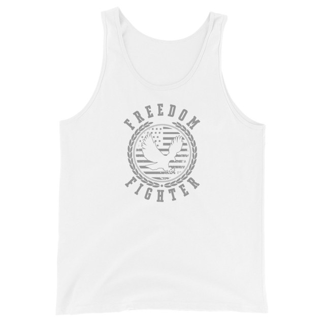 Freedom Fighter Men's Tank Top in White, product mockup
