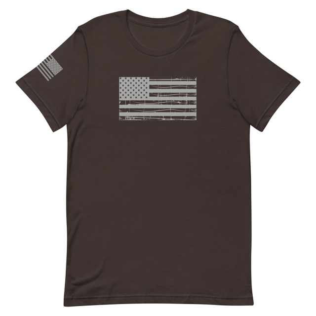 Grunge American Flag t-shirt in Brown