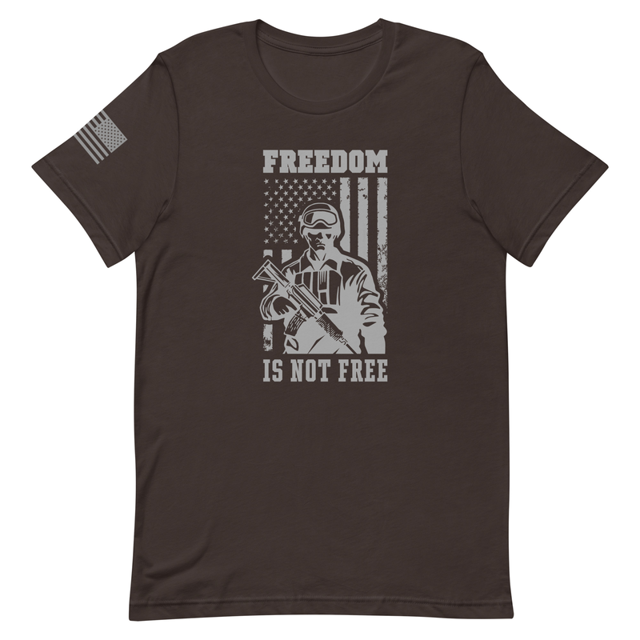 Freedom Is Not Free t-shirt in brown, product mockup