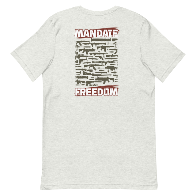 Mandate Freedom t-shirt in ash grey, product mockup