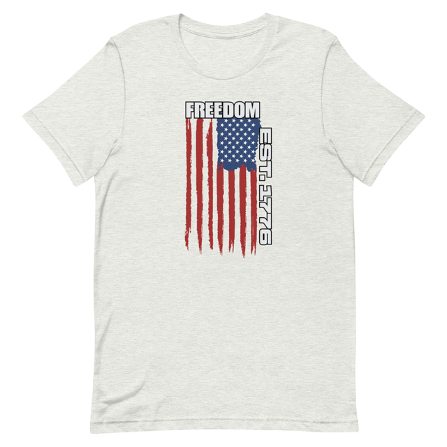 Freedom Est. 1776 t-shirt in Ash colorway, product mockup