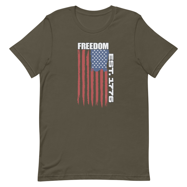 Freedom Est. 1776 t-shirt in Army colorway, product mockup