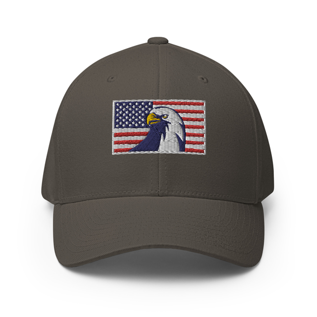 Eagle American Flag Structured Twill Cap in dark grey, product mockup
