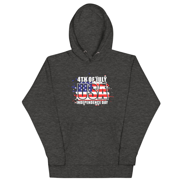 4th Of July USA Independence Day hoodie in Charcoal Heather