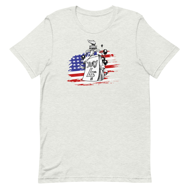 July 4th Independence Day t-shirt in ash grey, product mockup