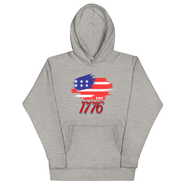 Since 1776 Independence Day Hoodie in carbon grey, product mockup