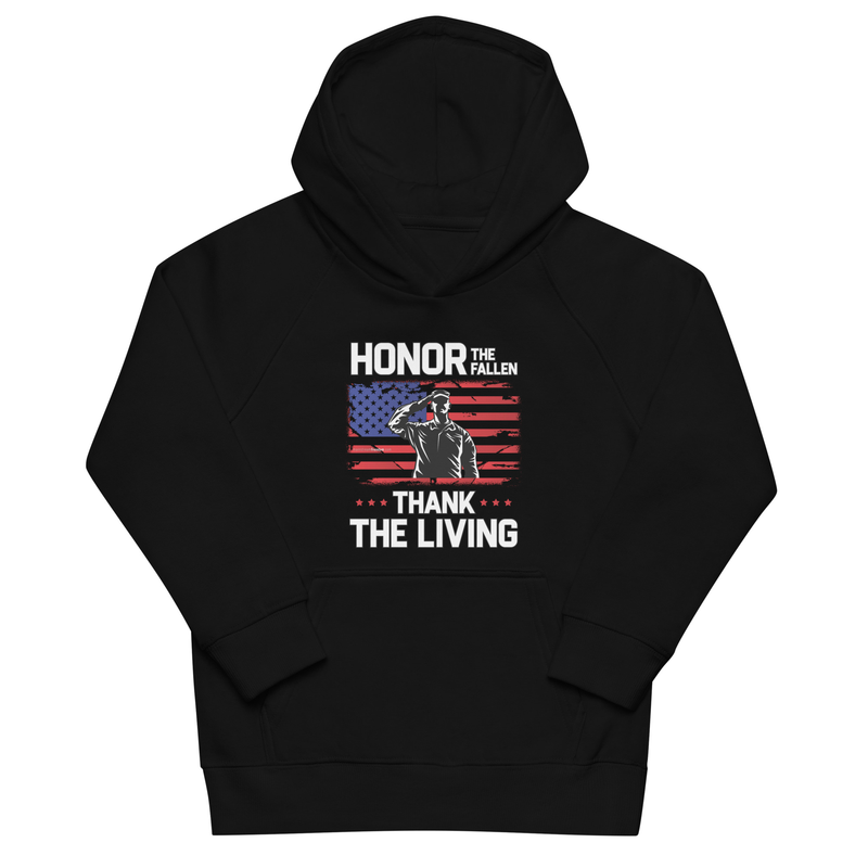 Honor The Fallen Thank The Living Memorial Day Kids eco hoodie