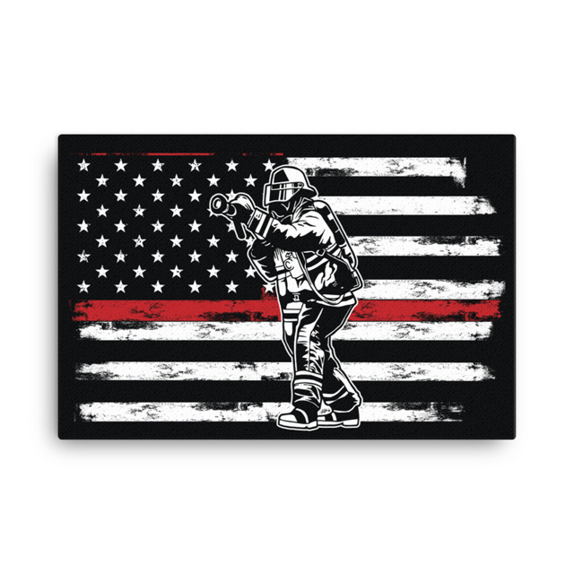 Thin Red Line Firefighter canvas print, product mockup
