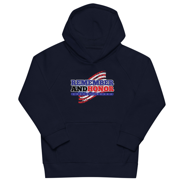 Remember and Honor Memorial Day kids hoodie in French Navy