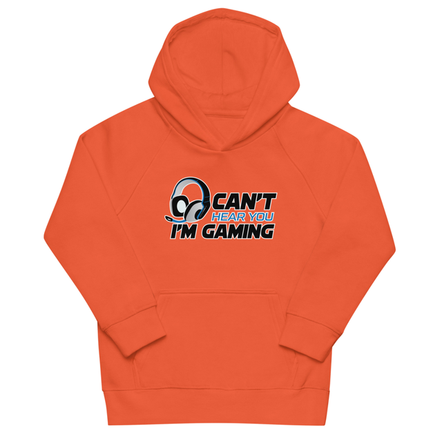 Can't Hear You I'm Gaming kids hoodie in burnt orange