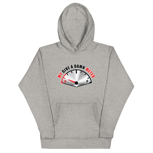 My Give A Damn Meter hoodie in carbon grey, product mockup