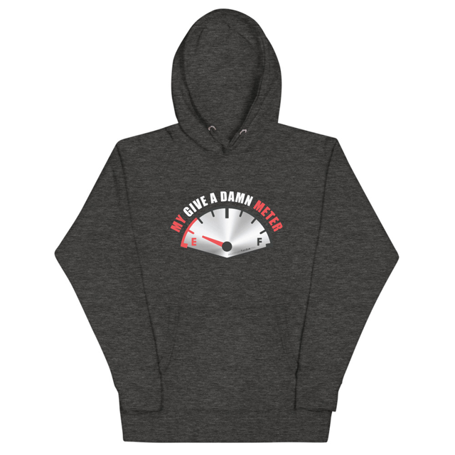 My Give A Damn Meter hoodie in charcoal heather, product mockup
