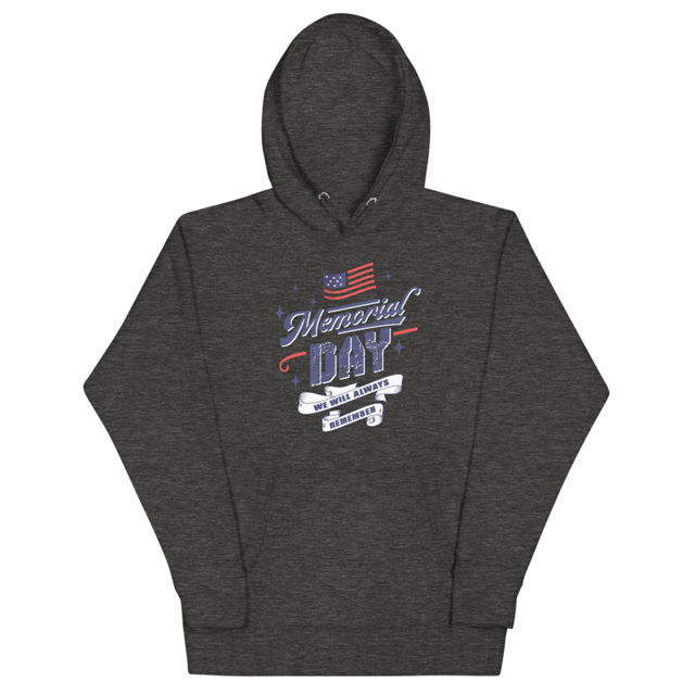 Memorial Day hoodie in charcoal heather