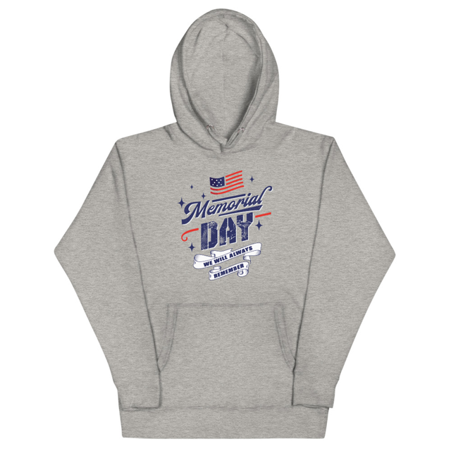 Memorial Day hoodie in carbon grey