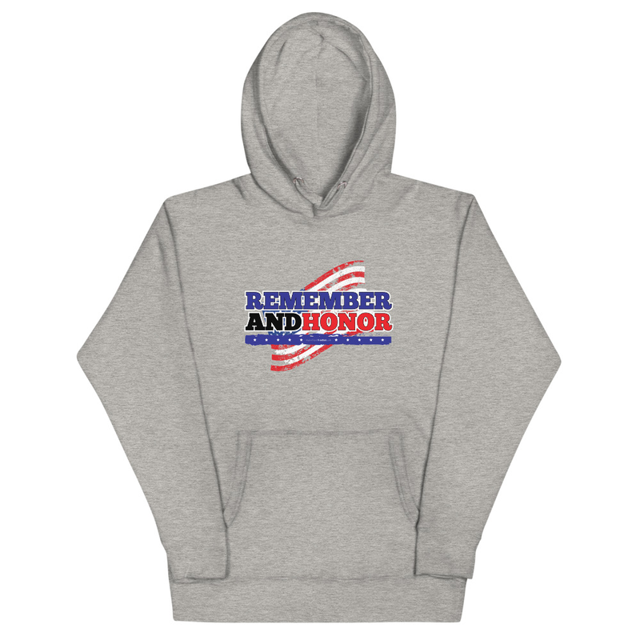 Remember And Honor Memorial Day hoodie in carbon grey