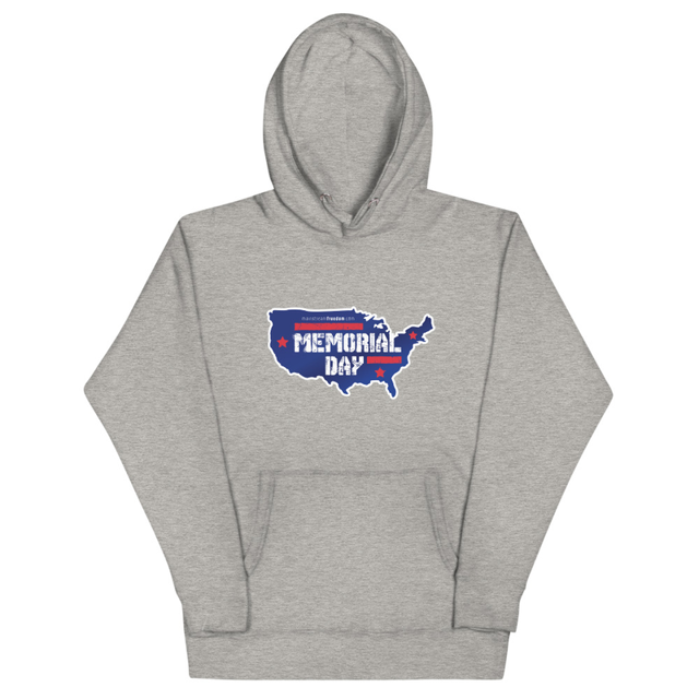 Memorial Day USA hoodie in carbon grey, product mockup
