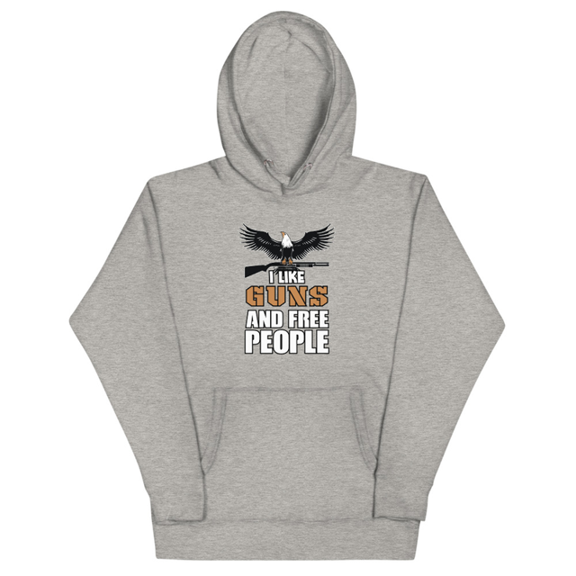 I Like Guns and Free People hoodie in carbon grey