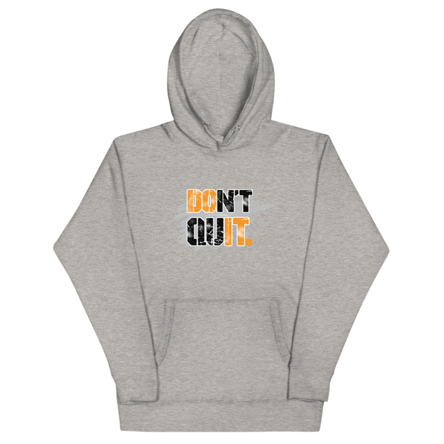 Don't Quit Motivational Unisex Hoodie in Carbon Grey, product mockup