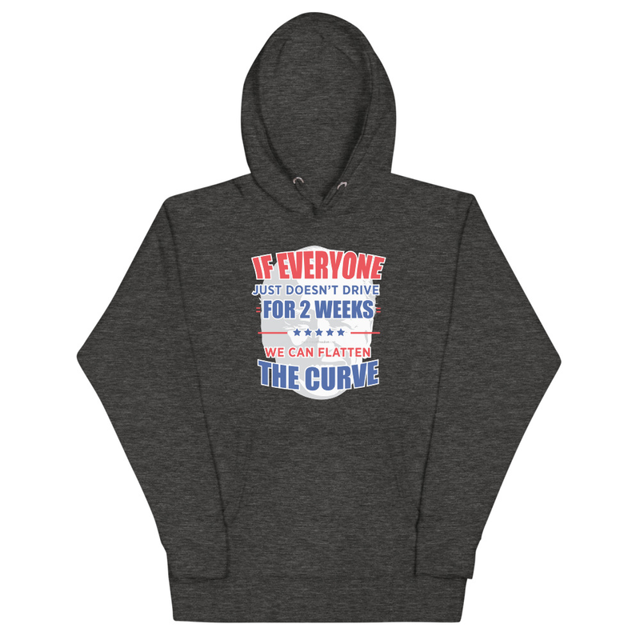 Flattening The Curve Unisex Hoodie in Charcoal Heather, product mockup