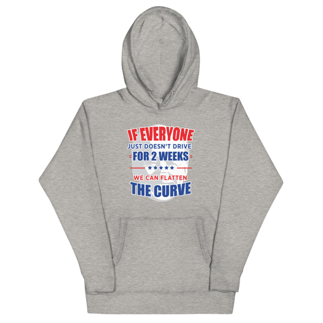 Flattening The Curve Unisex Hoodie in Carbon Grey, product mockup