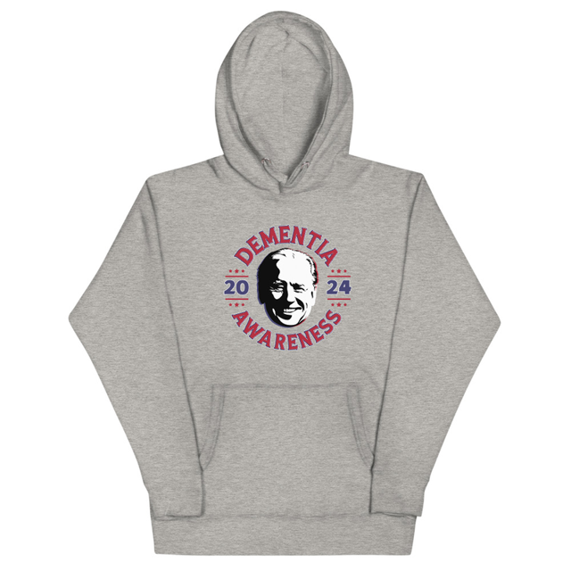 Dementia Awareness 2024 Joe Biden hoodie in carbon grey, product mockup
