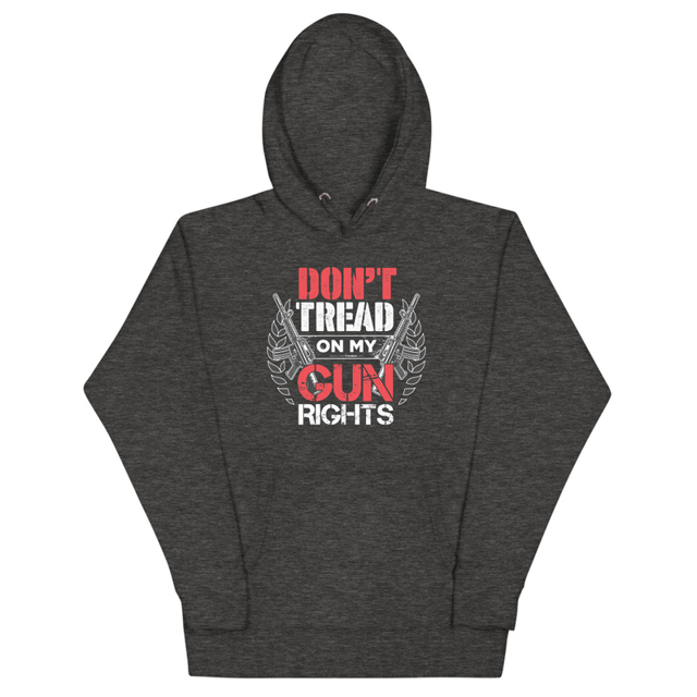 Don't Tread on my Gun Rights Unisex Hoodie in Charcoal Heather, product mockup