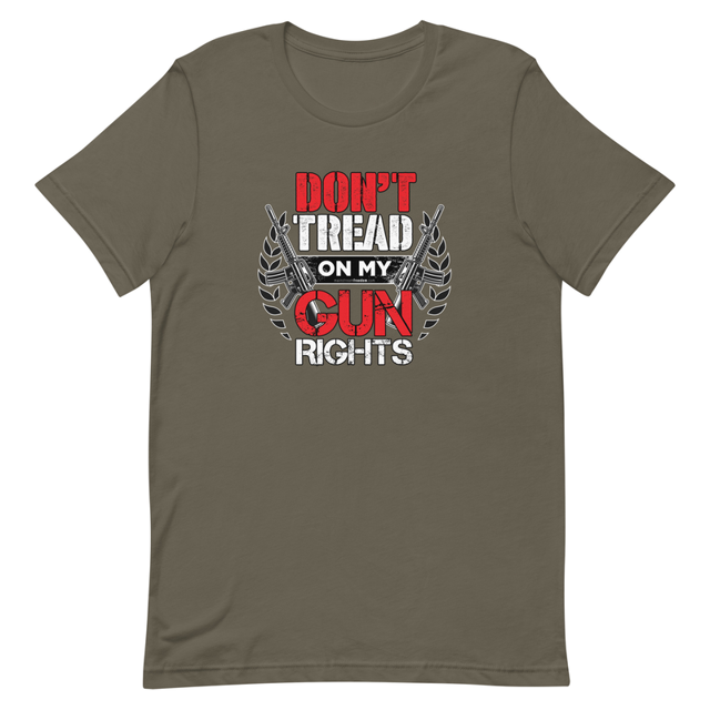 Don't Tread on my Gun Rights Short-sleeve unisex t-shirt in Army, product mockup