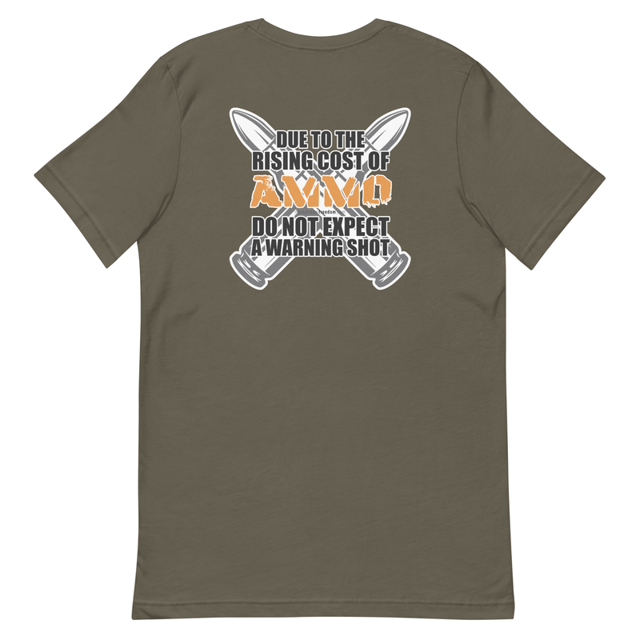 Rising Cost of Ammo Short-sleeve unisex t-shirt in Army, product mockup
