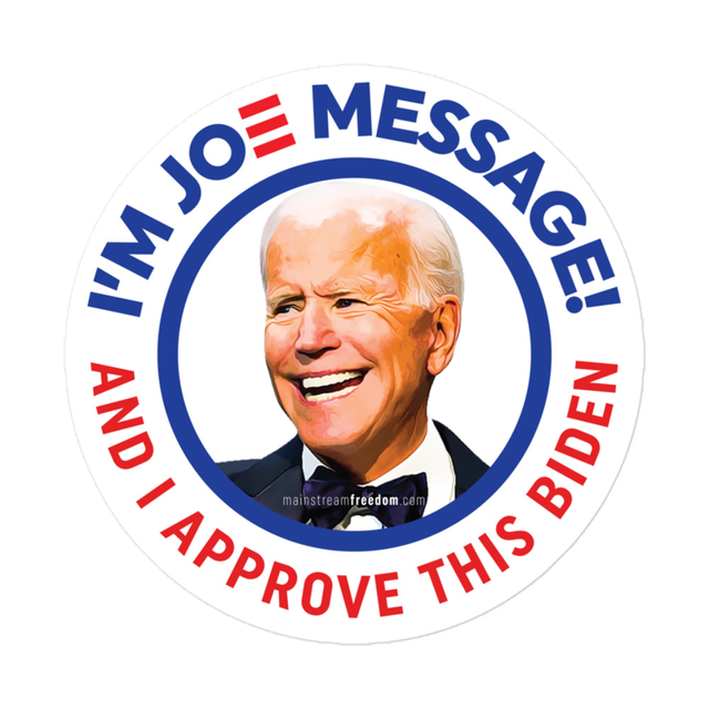 I'm Joe Message sticker in white, product mockup