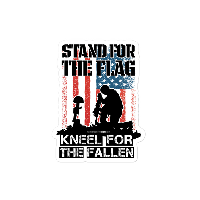 Stand For The Flag Kneel For The Fallen sticker in White, product mockup