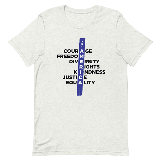 A.M.E.R.I.C.A. patriotic t-shirt in ash