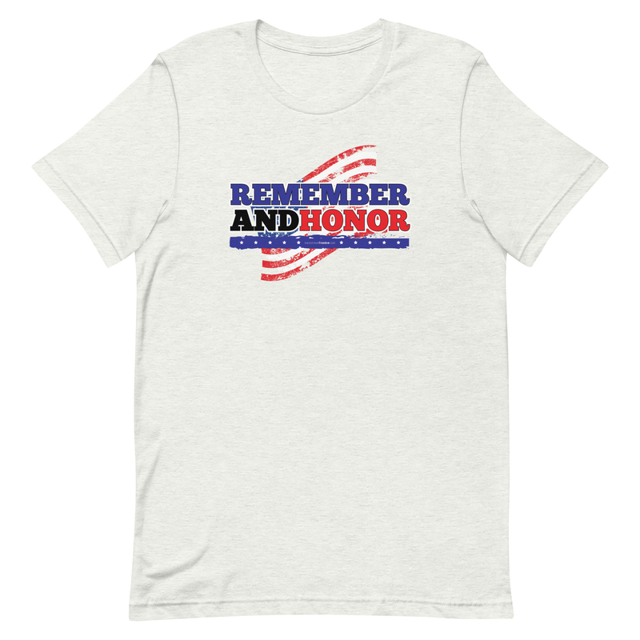 Remember and Honor Memorial Day t-shirt in ash, second print run
