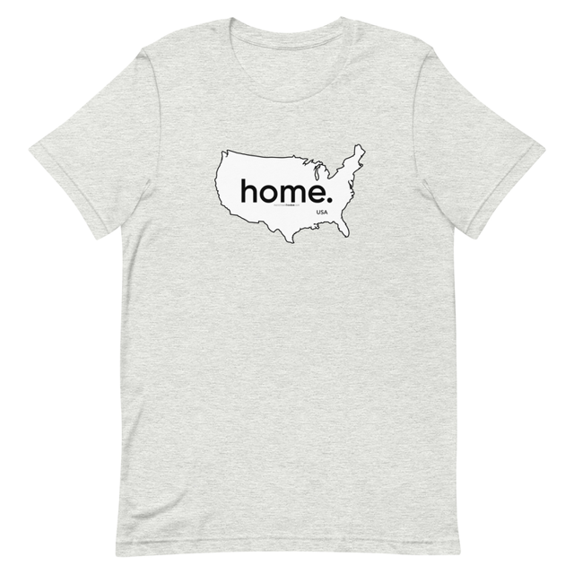 Home On Map Of America t-shirt in athletic heather colorway, product mockup