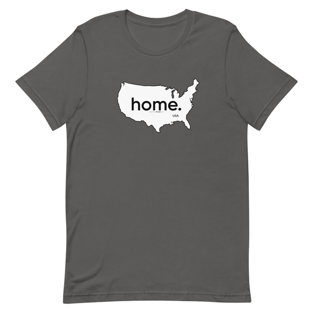 Home On Map Of America t-shirt in asphalt colorway, product mockup