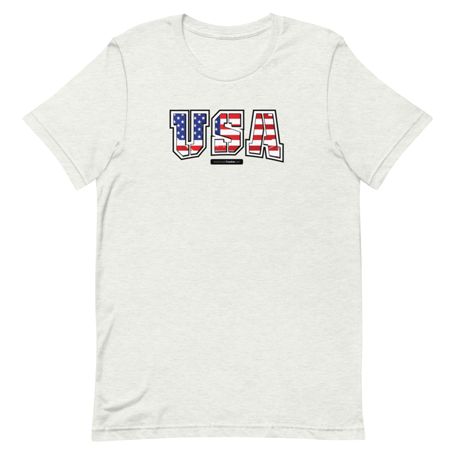 USA t-shirt in ash colorway, product mockup