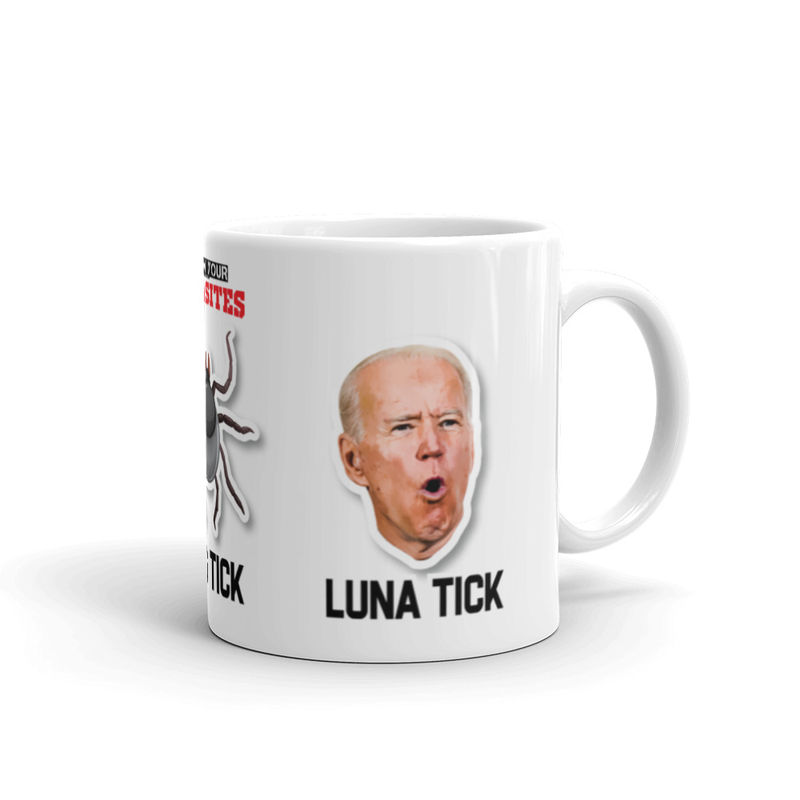 Know Your Parasites Deer-Tick Dog-Tick Luna-Tick White glossy mug Joe Biden Humor