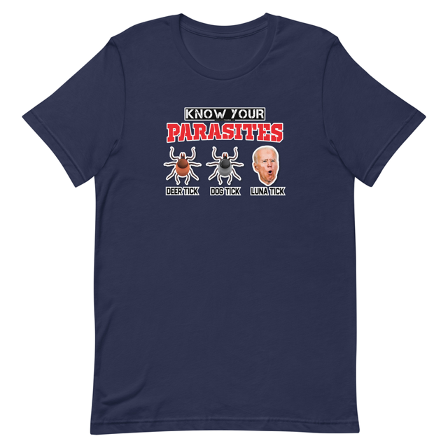 Know Your Parasites, Deer Tick, Dog Tick, Luna Tick Short-sleeve unisex t-shirt Joe Biden Humor, second view