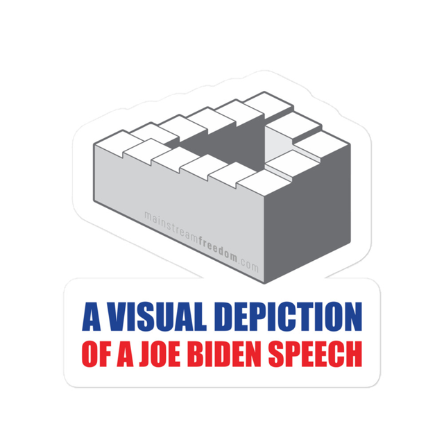 A Visual Depiction Of A Joe Biden Speech sticker in white